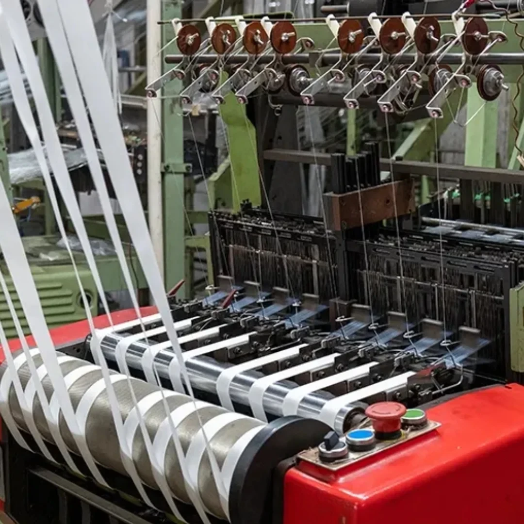 Weaving Of Yarn Into Webbing On Needle Loom